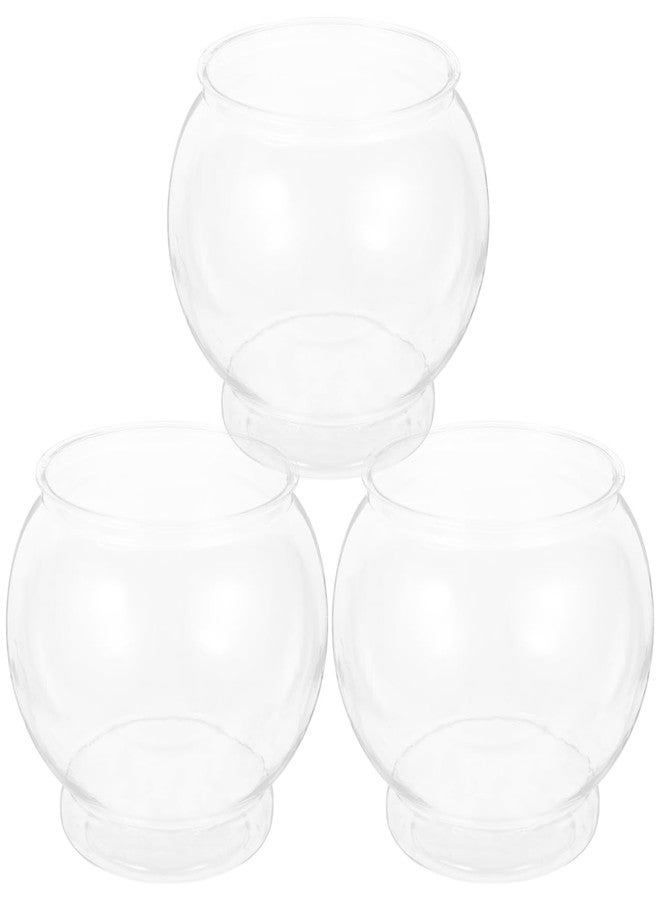 BCOATH 3pcs Goldfish Bowl Office Fish Tank Fish Tank Ornament Plastic Bowls Glass Vase Round Glass Vase Clear Glass Vases Transparent Betta Micro Landscape Tank - Image 1